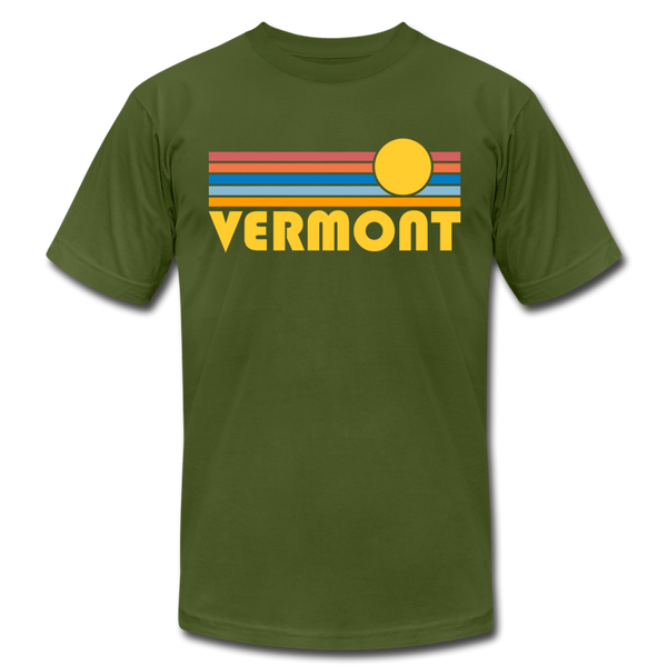 Vermont T-Shirt - Retro Sunrise Unisex Vermont T Shirt - olive