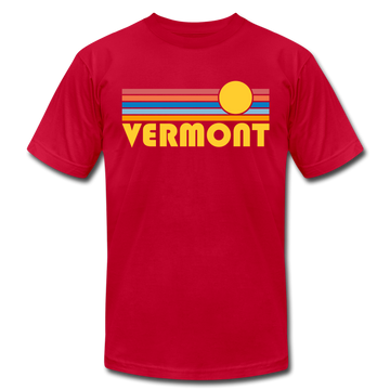 Vermont T-Shirt - Retro Sunrise Unisex Vermont T Shirt - red