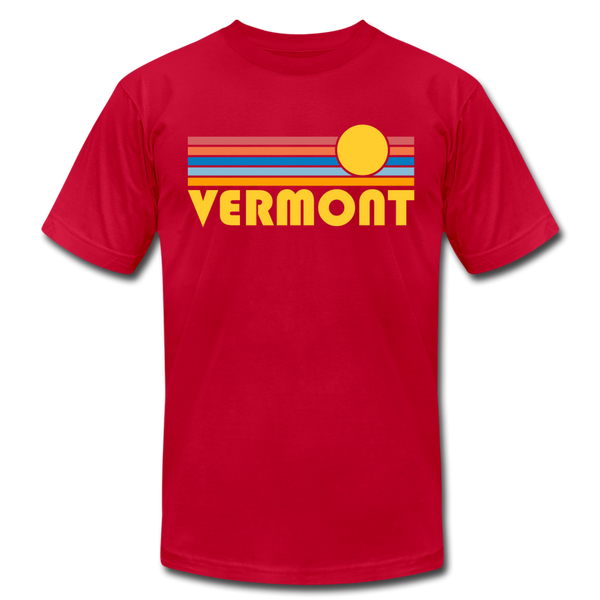 Vermont T-Shirt - Retro Sunrise Unisex Vermont T Shirt - red
