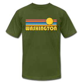 Washington T-Shirt - Retro Sunrise Unisex Washington T Shirt - olive