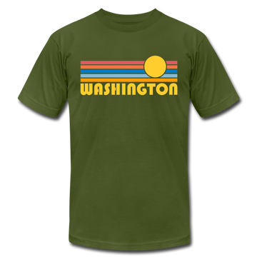 Washington T-Shirt - Retro Sunrise Unisex Washington T Shirt - olive