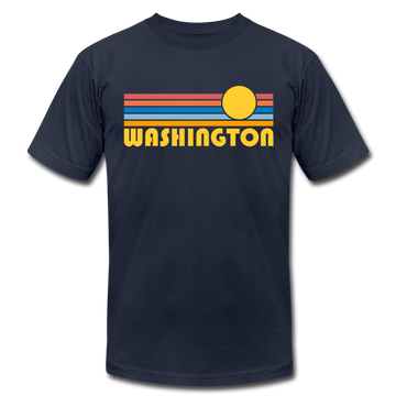 Washington T-Shirt - Retro Sunrise Unisex Washington T Shirt - navy