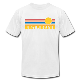 West Virginia T-Shirt - Retro Sunrise Unisex West Virginia T Shirt - white