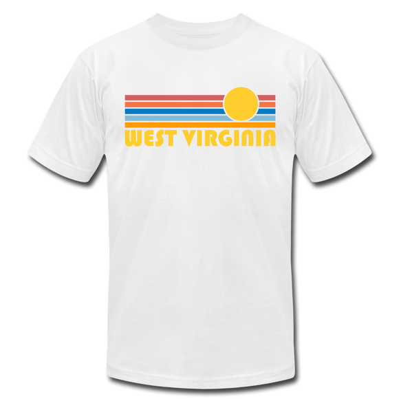 West Virginia T-Shirt - Retro Sunrise Unisex West Virginia T Shirt - white