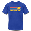 West Virginia T-Shirt - Retro Sunrise Unisex West Virginia T Shirt - royal blue