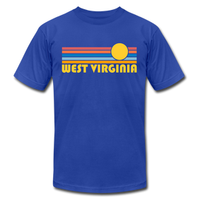 West Virginia T-Shirt - Retro Sunrise Unisex West Virginia T Shirt - royal blue