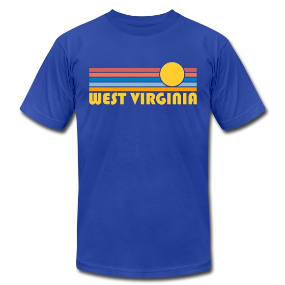 West Virginia T-Shirt - Retro Sunrise Unisex West Virginia T Shirt - royal blue