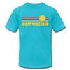 West Virginia T-Shirt - Retro Sunrise Unisex West Virginia T Shirt - turquoise