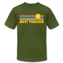 West Virginia T-Shirt - Retro Sunrise Unisex West Virginia T Shirt - olive