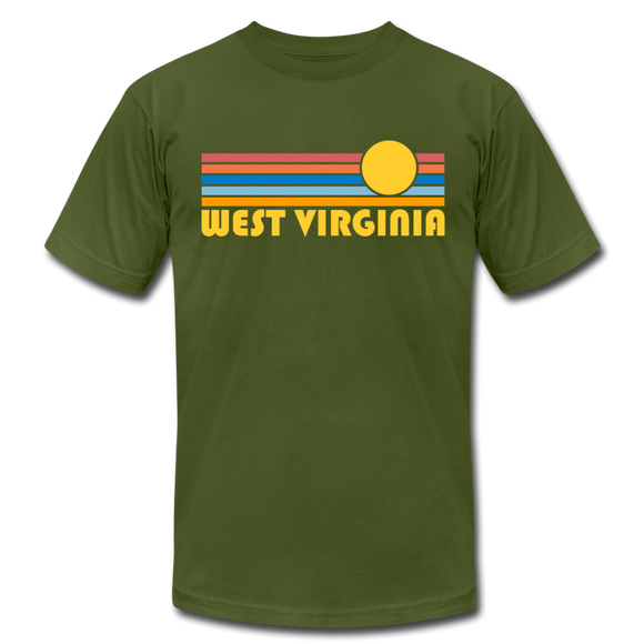 West Virginia T-Shirt - Retro Sunrise Unisex West Virginia T Shirt - olive