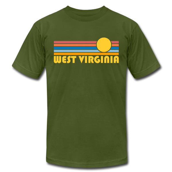West Virginia T-Shirt - Retro Sunrise Unisex West Virginia T Shirt - olive