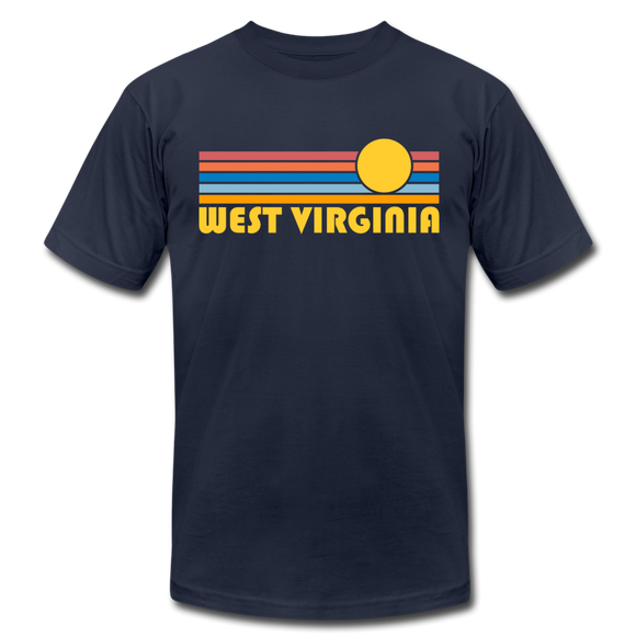West Virginia T-Shirt - Retro Sunrise Unisex West Virginia T Shirt - navy