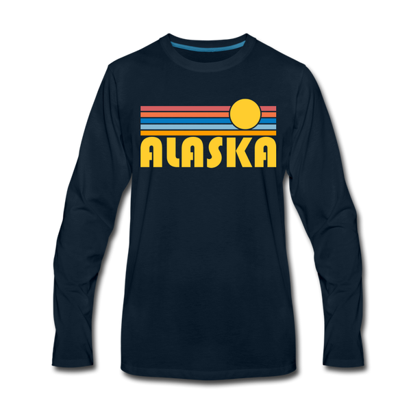 Alaska Long Sleeve T-Shirt - Retro Sunrise Unisex Alaska Long Sleeve Shirt - deep navy