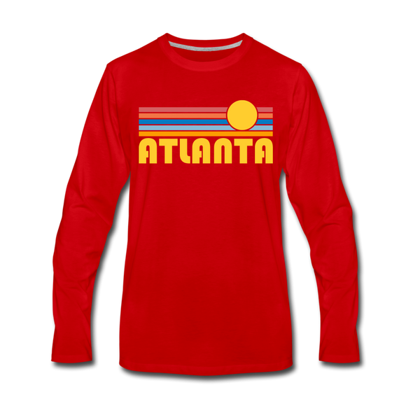 Atlanta, Georgia Long Sleeve T-Shirt - Retro Sunrise Unisex Atlanta Long Sleeve Shirt - red