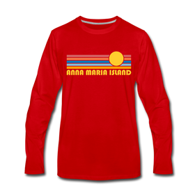 Anna Maria Island, Florida Long Sleeve T-Shirt - Retro Sunrise Unisex Anna Maria Island Long Sleeve Shirt - red