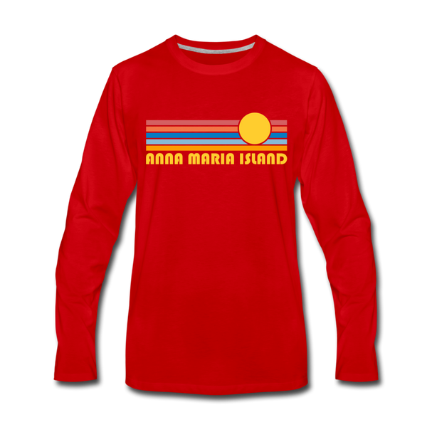 Anna Maria Island, Florida Long Sleeve T-Shirt - Retro Sunrise Unisex Anna Maria Island Long Sleeve Shirt - red