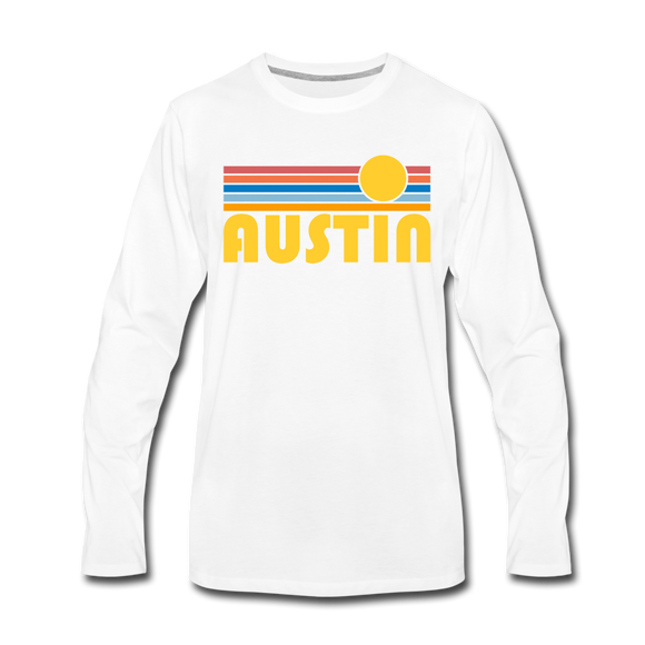 Austin, Texas Long Sleeve T-Shirt - Retro Sunrise Unisex Austin Long Sleeve Shirt - white