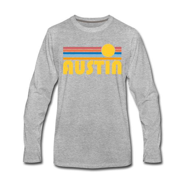 Austin, Texas Long Sleeve T-Shirt - Retro Sunrise Unisex Austin Long Sleeve Shirt - heather gray