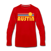 Austin, Texas Long Sleeve T-Shirt - Retro Sunrise Unisex Austin Long Sleeve Shirt - red