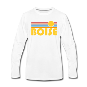 Boise, Idaho Long Sleeve T-Shirt - Retro Sunrise Unisex Boise Long Sleeve Shirt - white