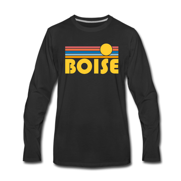 Boise, Idaho Long Sleeve T-Shirt - Retro Sunrise Unisex Boise Long Sleeve Shirt - black