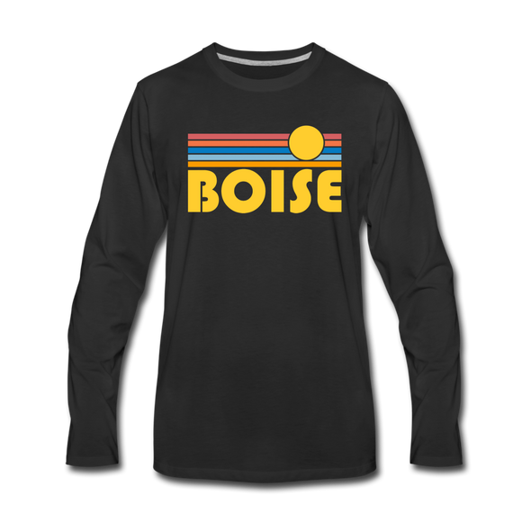 Boise, Idaho Long Sleeve T-Shirt - Retro Sunrise Unisex Boise Long Sleeve Shirt - black