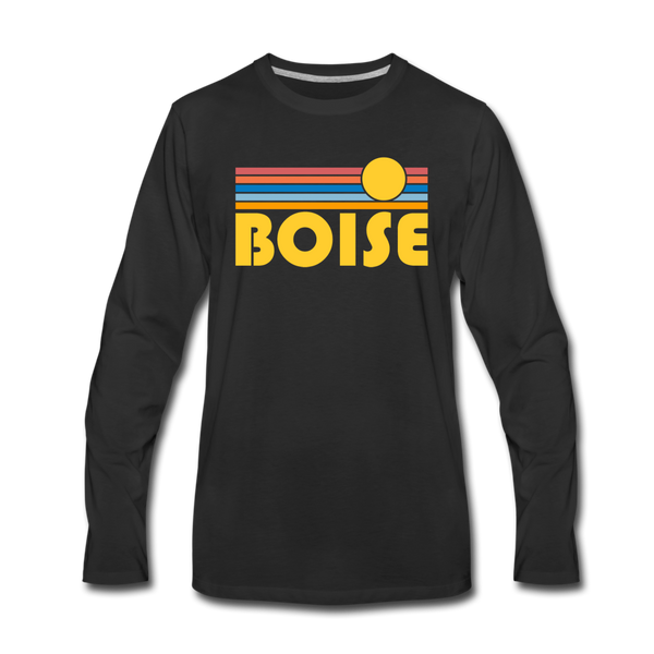 Boise, Idaho Long Sleeve T-Shirt - Retro Sunrise Unisex Boise Long Sleeve Shirt - black