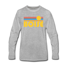 Boise, Idaho Long Sleeve T-Shirt - Retro Sunrise Unisex Boise Long Sleeve Shirt - heather gray