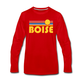 Boise, Idaho Long Sleeve T-Shirt - Retro Sunrise Unisex Boise Long Sleeve Shirt - red