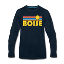 Boise, Idaho Long Sleeve T-Shirt - Retro Sunrise Unisex Boise Long Sleeve Shirt - deep navy
