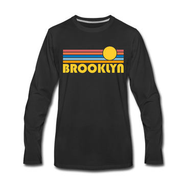 Brooklyn, New York Long Sleeve T-Shirt - Retro Sunrise Unisex Brooklyn Long Sleeve Shirt - black