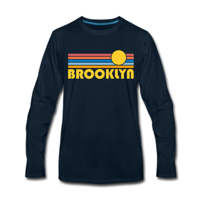 Brooklyn, New York Long Sleeve T-Shirt - Retro Sunrise Unisex Brooklyn Long Sleeve Shirt - deep navy