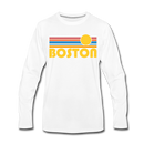 Boston, Massachusetts Long Sleeve T-Shirt - Retro Sunrise Unisex Boston Long Sleeve Shirt - white