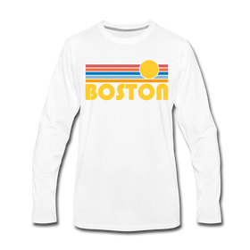 Boston, Massachusetts Long Sleeve T-Shirt - Retro Sunrise Unisex Boston Long Sleeve Shirt - white