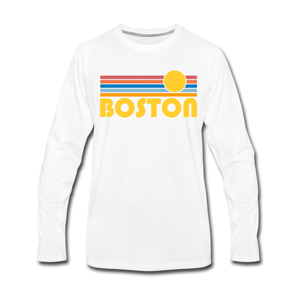 Boston, Massachusetts Long Sleeve T-Shirt - Retro Sunrise Unisex Boston Long Sleeve Shirt - white