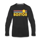 Boston, Massachusetts Long Sleeve T-Shirt - Retro Sunrise Unisex Boston Long Sleeve Shirt - black