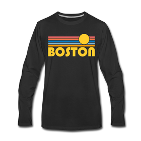 Boston, Massachusetts Long Sleeve T-Shirt - Retro Sunrise Unisex Boston Long Sleeve Shirt - black