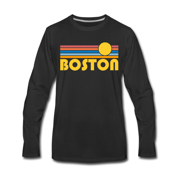 Boston, Massachusetts Long Sleeve T-Shirt - Retro Sunrise Unisex Boston Long Sleeve Shirt - black