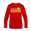 Boston, Massachusetts Long Sleeve T-Shirt - Retro Sunrise Unisex Boston Long Sleeve Shirt - red