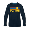 Boston, Massachusetts Long Sleeve T-Shirt - Retro Sunrise Unisex Boston Long Sleeve Shirt - deep navy