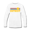 Detroit, Michigan Long Sleeve T-Shirt - Retro Sunrise Unisex Detroit Long Sleeve Shirt - white