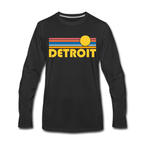 Detroit, Michigan Long Sleeve T-Shirt - Retro Sunrise Unisex Detroit Long Sleeve Shirt - black