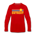 Detroit, Michigan Long Sleeve T-Shirt - Retro Sunrise Unisex Detroit Long Sleeve Shirt - red