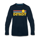 Detroit, Michigan Long Sleeve T-Shirt - Retro Sunrise Unisex Detroit Long Sleeve Shirt - deep navy