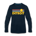 Detroit, Michigan Long Sleeve T-Shirt - Retro Sunrise Unisex Detroit Long Sleeve Shirt - deep navy