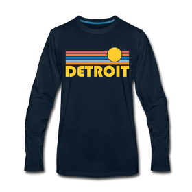 Detroit, Michigan Long Sleeve T-Shirt - Retro Sunrise Unisex Detroit Long Sleeve Shirt