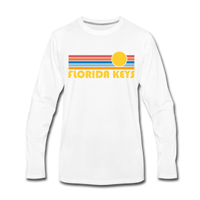Florida Keys, Florida Long Sleeve T-Shirt - Retro Sunrise Unisex Florida Keys Long Sleeve Shirt - white