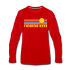 Florida Keys, Florida Long Sleeve T-Shirt - Retro Sunrise Unisex Florida Keys Long Sleeve Shirt - red
