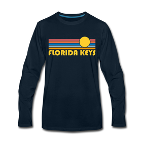 Florida Keys, Florida Long Sleeve T-Shirt - Retro Sunrise Unisex Florida Keys Long Sleeve Shirt