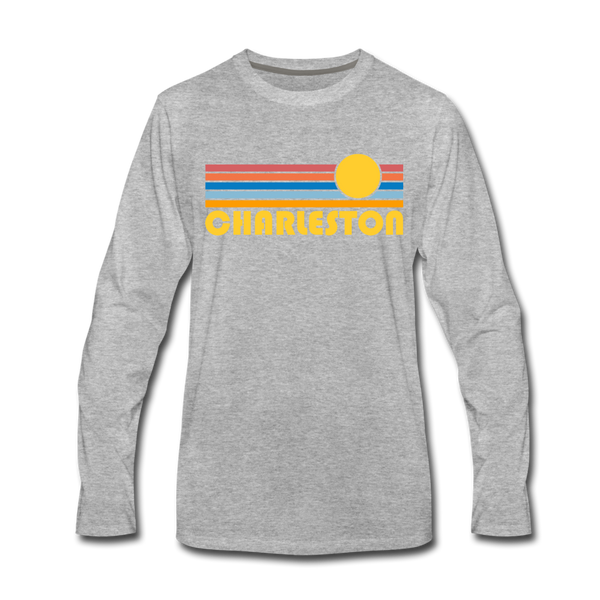 Charleston, South Carolina Long Sleeve T-Shirt - Retro Sunrise Unisex Charleston Long Sleeve Shirt - heather gray